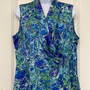 Coldwater Creek Womens' Sleeveless Faux Wrap Blouse L (14)